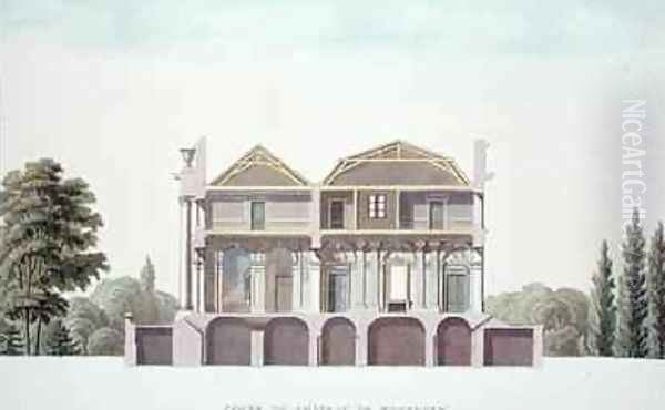 Cross Section of Chateau of Wannagem near Oudenarde Belgium from Choix des Monuments Edifices et Maisons les plus remarquables du Royaume des Pays Bas Oil Painting by Pierre Jacques Goetghebuer