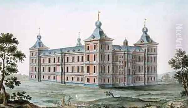 Chateau at Ronse Belgium from Choix des Monuments Edifices et Maisons les plus remarquables du Royaume des Pays Bas Oil Painting by Pierre Jacques Goetghebuer