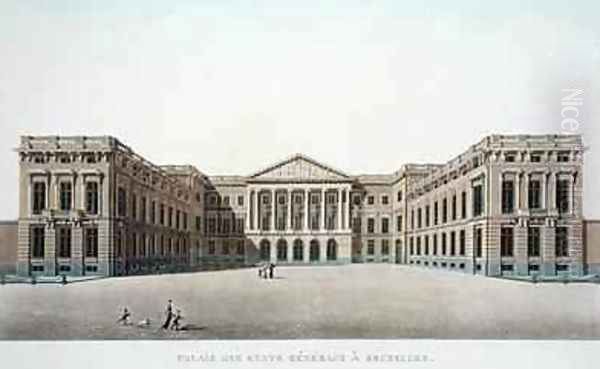 Palace of the Estates General Brussels from Choix des Monuments Edifices et Maisons les plus remarquables du Royaume des Pays Bas Oil Painting by Pierre Jacques Goetghebuer