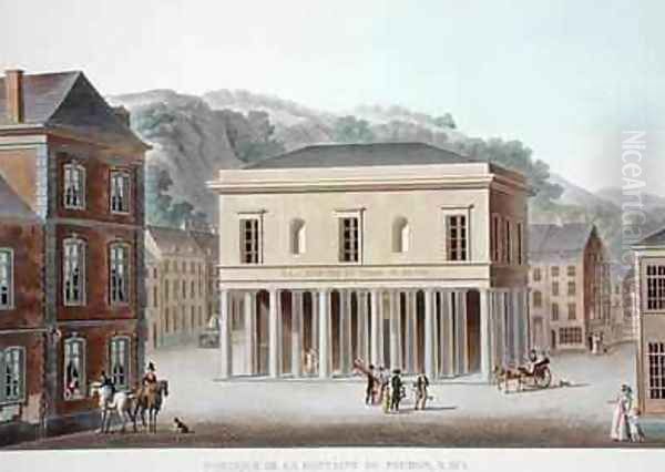 Portico of the Fountain of Pouhon at Spa from Choix des Monuments, Edifices et Maisons les plus remarquables du Royaume des Pays Bas Oil Painting by Pierre Jacques Goetghebuer