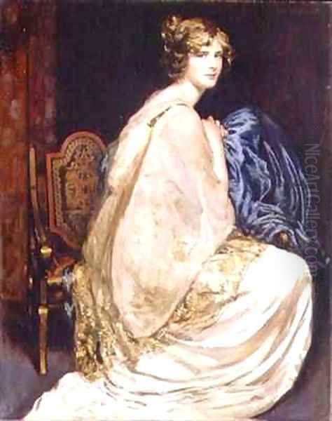 Blue White and Gold Oil Painting by Arthur Paine Garratt