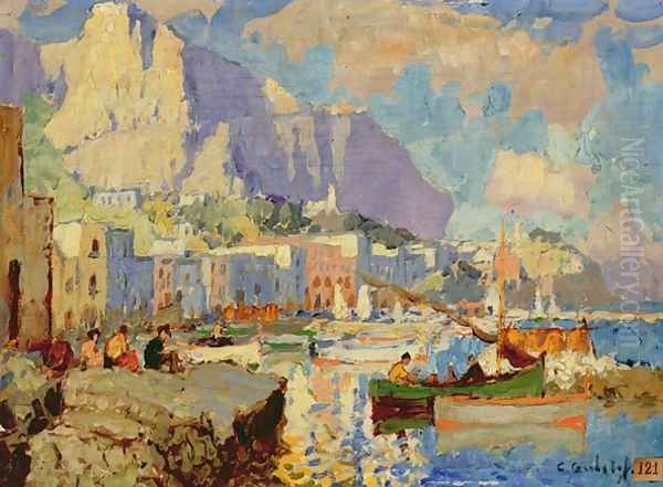 Capri Seascape Oil Painting by Konstantin Ivanovich Gorbatov