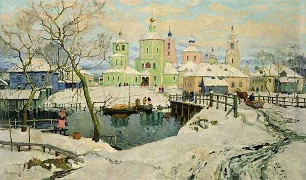 The small village Torzhok Oil Painting by Konstantin Ivanovich Gorbatov