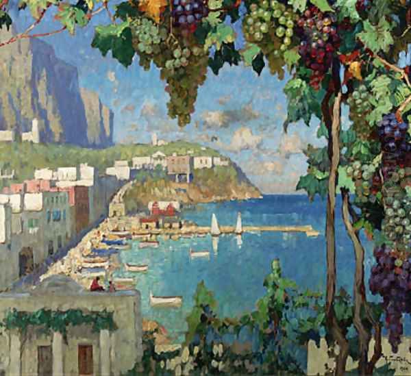 Mediterranean Coastal Scene in Summer Oil Painting by Konstantin Ivanovich Gorbatov