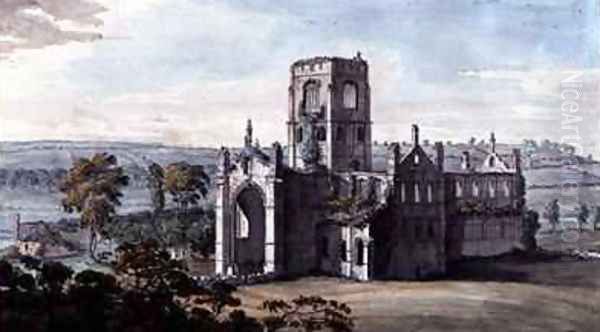 North East View of Kirkstall Abbey Oil Painting by Moses Griffiths