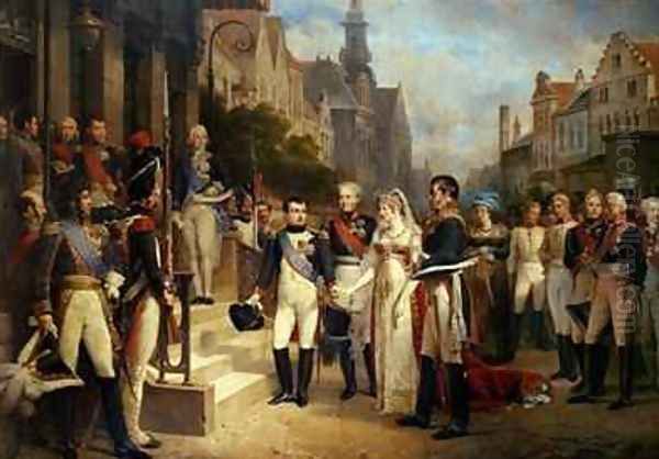 Napoleon Bonaparte 1769-1821 Receiving Queen Louisa of Prussia 1776-1810 at Tilsit Oil Painting by Nicolas Louis Francois Gosse