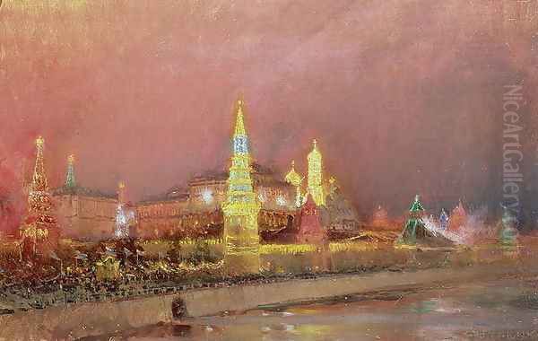 Illumination in the Kremlin Oil Painting by Nikolai Nikolaevich Gritsenko