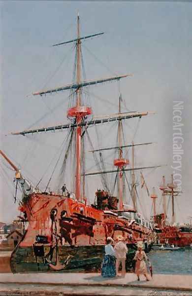 Building of the Battleship Admiral Kornilov in Brittany Oil Painting by Nikolai Nikolaevich Gritsenko