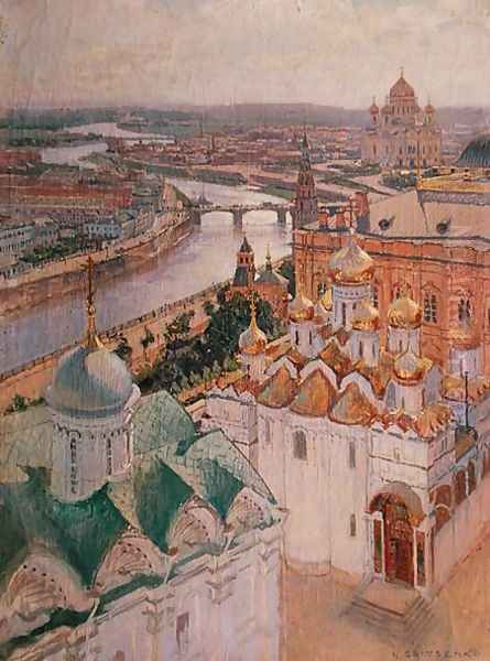 View of Moscow from the Bell Tower of Ivan the Great Oil Painting by Nikolai Nikolaevich Gritsenko