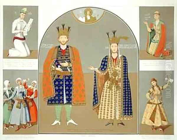 Georgia in the XVth century King Alexander I 1412-42 and Queen Nestane Dared Oil Painting by Grigori Grigorevich Gagarin