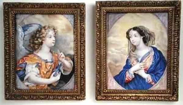 A pair of miniatures depicting the Annunciation Oil Painting by Henri Gascard