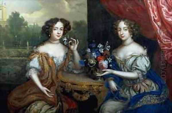 Portrait of Lady Anne Barrington and Lady Mary St John Oil Painting by Henri Gascard