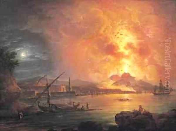 The Eruption of Vesuvius Oil Painting by Jean Baptiste Genillion