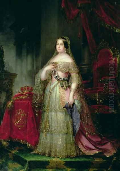 Queen Isabella II 1830-1904 of Spain Oil Painting by Jose Gutierrez de la Vega