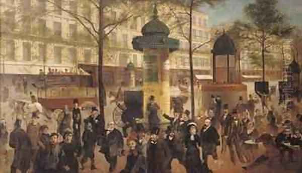 Study for a panorama of the Boulevard de Montmartre Oil Painting by Andre Gill