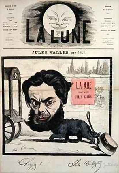 Caricature of Jules Valles cover illustration from La Lune Oil Painting by Andre Gill