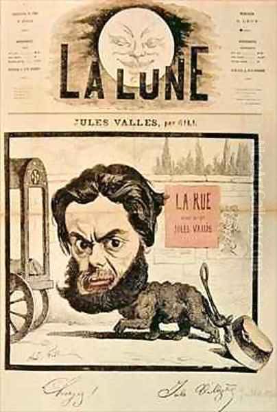 Front page of La Lune with a caricature of Jules Valles and his magazine La Rue Oil Painting by Andre Gill