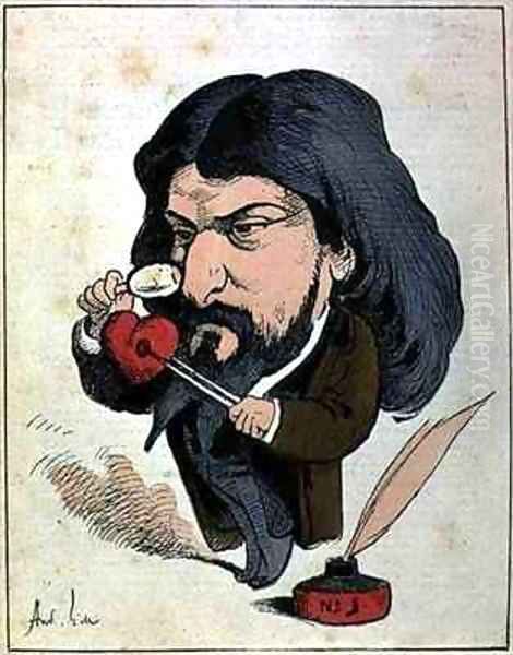 Caricature of Alphonse Daudet 1840-97 from Les Hommes dAujourdhui Oil Painting by Andre Gill