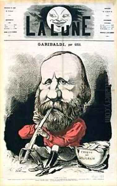 Cover illustration of La Lune magazine featuring Giuseppe Garibaldi 1807-82 Oil Painting by Andre Gill