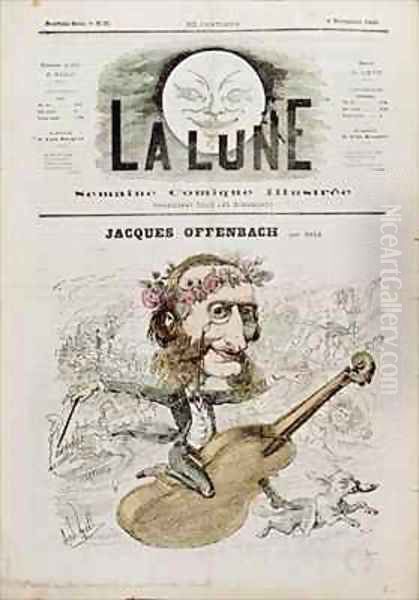 Front cover of La Lune with a caricature of Jacques Offenbach 1819-80 Oil Painting by Andre Gill