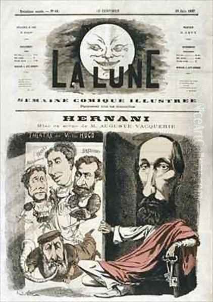 Caricature of Hernani written by Victor Hugo and directed by Auguste Vacquerie Oil Painting by Andre Gill