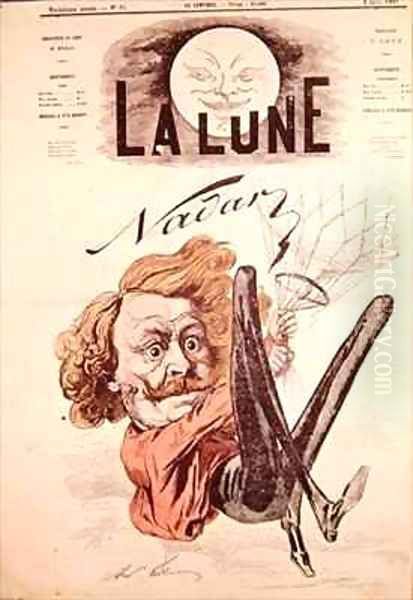 Front cover of La Lune magazine showing Nadar Oil Painting by Andre Gill