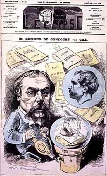 Front cover of LEclipse with a caricature of Edmond de Goncourt Oil Painting by Andre Gill