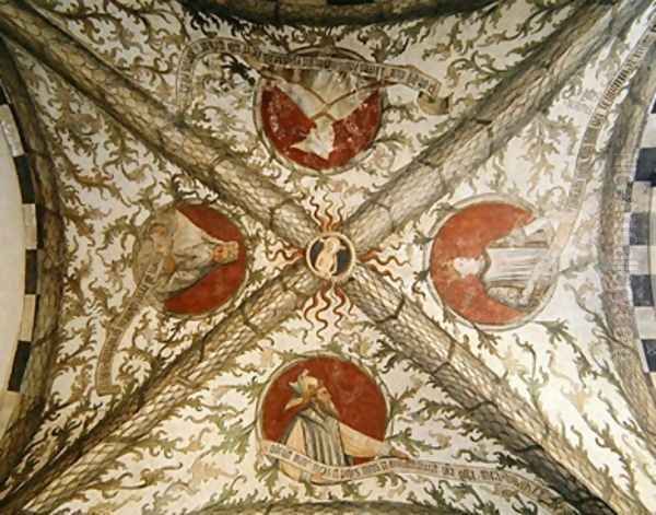 Vault depicting four prophets from the Loggia dAnnunciazione Oil Painting by d'Allamagna Giusto