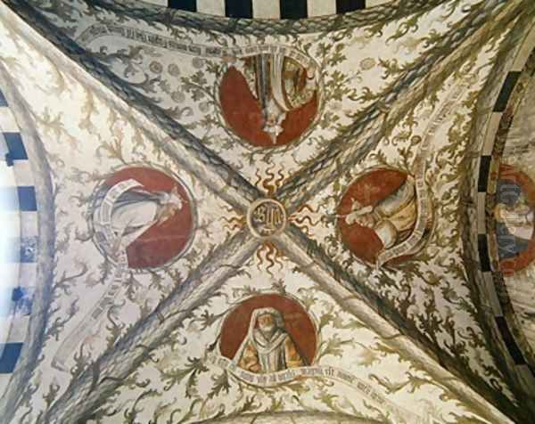 Vault depicting four prophets from the Loggia dAnnunciazione 2 Oil Painting by d'Allamagna Giusto