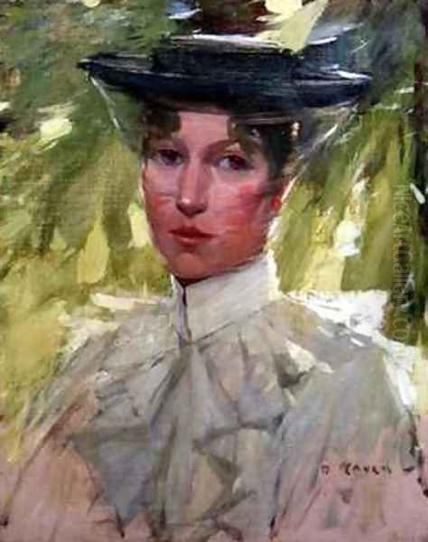 Portrait of a Young Woman Oil Painting by David Gould