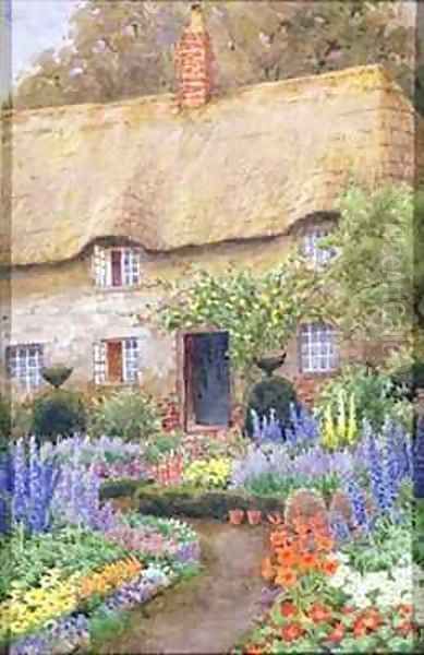 A Cottage Garden in Full Bloom Oil Painting by John Henry Garlick