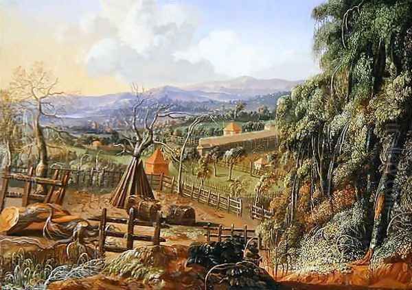 Fall Landscape in England with an Impending Storm Oil Painting by Robert Griffier