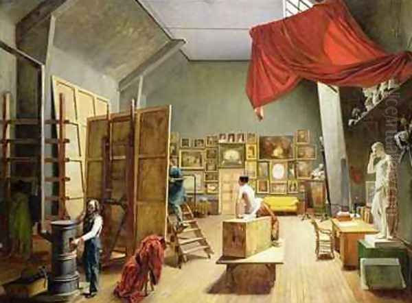 Interior of the Studio of Abel de Pujol 1787-1861 Oil Painting by Adrienne-Marie Grandpierre-Deverzy