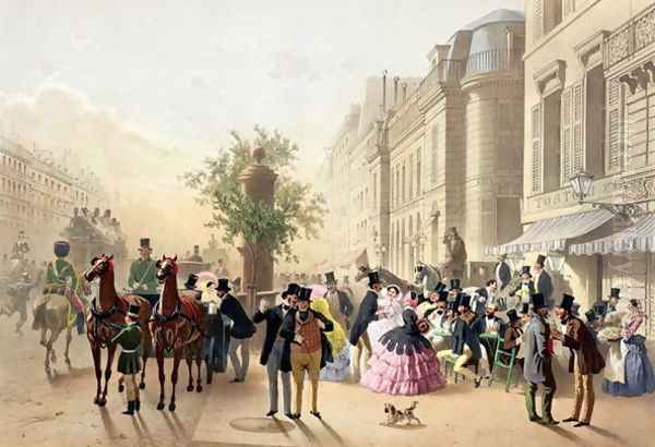 Boulevard des Italiens from Physionomies de Paris Oil Painting by Eugene Charles Francois Guerard