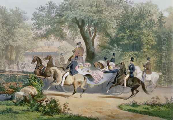 Promenade au Bois Oil Painting by Eugene Charles Francois Guerard