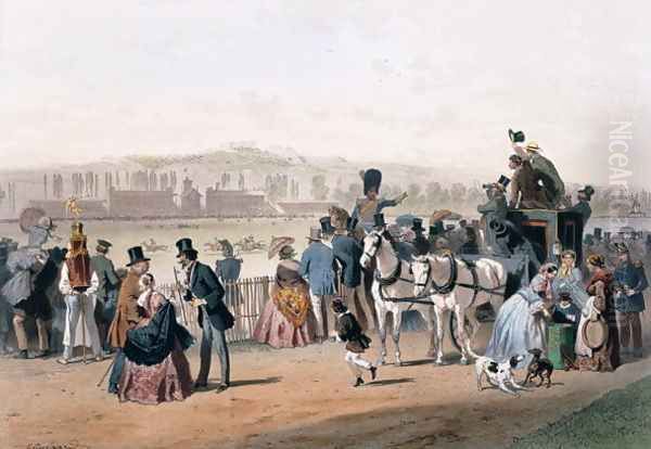 Racecourse at the Bois de Boulogne Oil Painting by Eugene Charles Francois Guerard