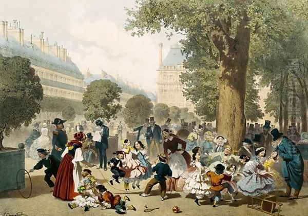 The Tuileries Oil Painting by Eugene Charles Francois Guerard