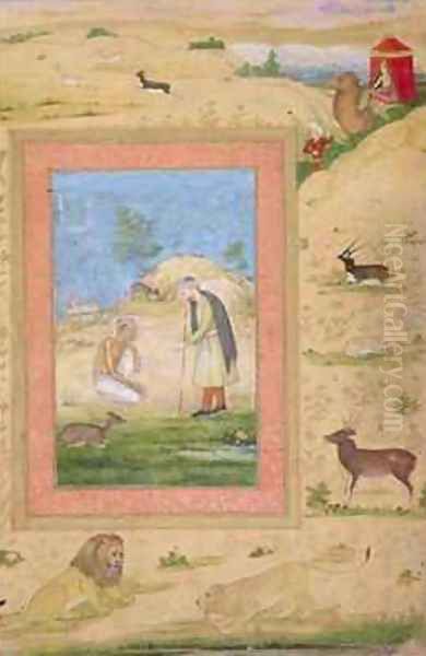 Majnun Kneels Before Lailas Messenger Oil Painting by Govardhan