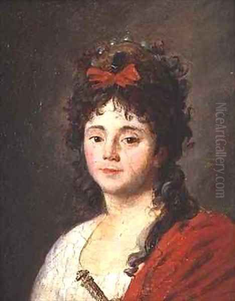 Portrait of Mademoiselle Maillard 1766-1818 as the Goddess of Reason at the Fete de lEglise de Notre Dame Oil Painting by Jean Francois Garneray