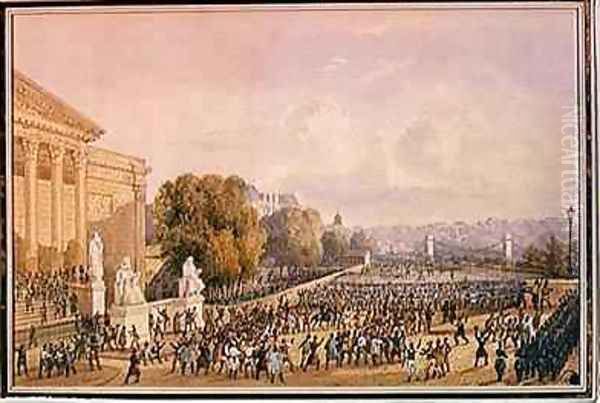 Insurrection in Front of the Palais Bourbon Oil Painting by Gaspard Gobaut