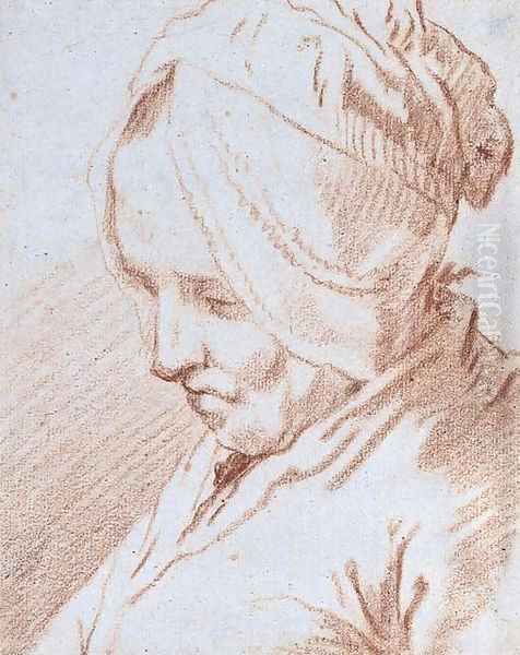 Portrait of an old lady Oil Painting by Jan-Anton Garemyn