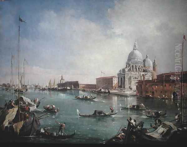 The Grand Canal with a View of Santa Maria della Salute and the Dogana Oil Painting by Francesco Guardi