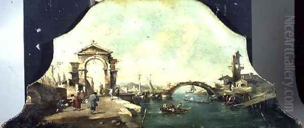 Capriccio Venetian Harbour View 2 Oil Painting by Francesco Guardi