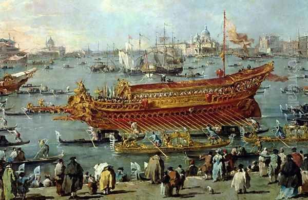 The Departure of the Bucentaur Towards the Venice Lido on Ascension Day Oil Painting by Francesco Guardi