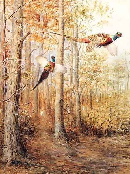 Beaters in a wooded Landscape Oil Painting by Hendrik Gronvold