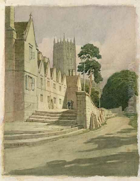 The Almshouses Chipping Campden Oil Painting by Frederick Landseer Maur Griggs