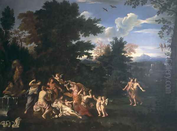 Landscape with Homage to Venus Oil Painting by Giovanni Francesco Grimaldi