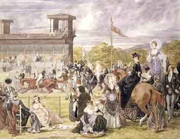 The Races at Longchamp in 1874 Oil Painting by Pierre Gavarni