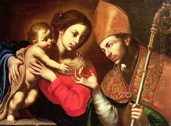 Madonna and Child with St Zenobius Oil Painting by A. F. (da Solofra) Guarino