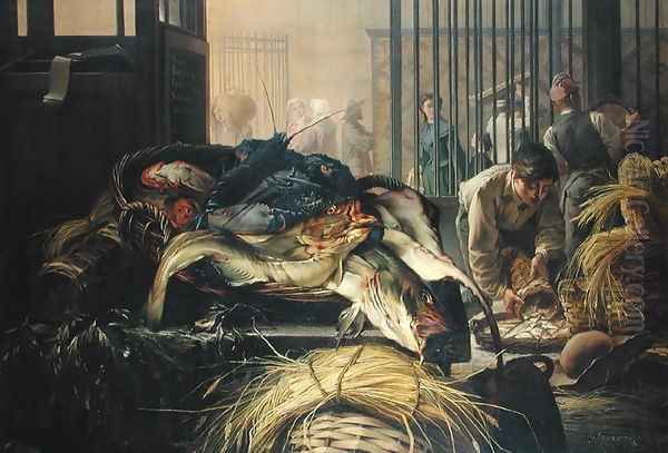 The Fish Market Oil Painting by Dominique Henri Guifard